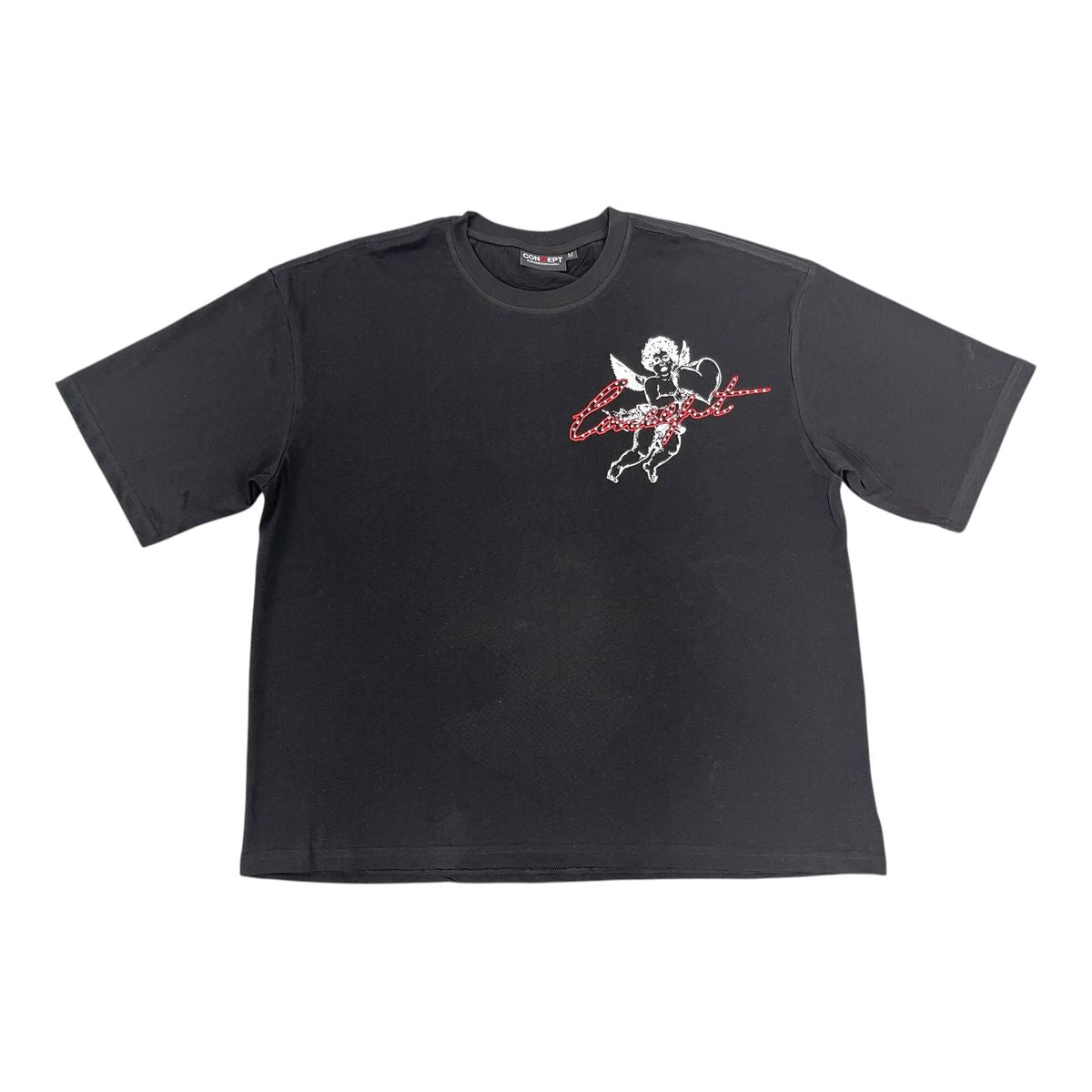 “Angel Heart” Boxy Short‑Sleeve Tee – Black
