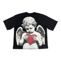 “Angel Heart” Boxy Short‑Sleeve Tee – Black
