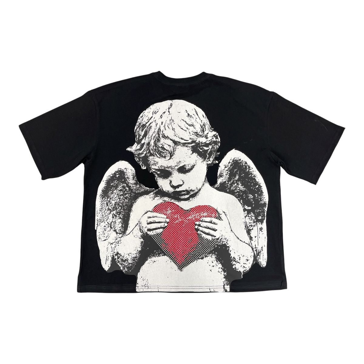 “Angel Heart” Boxy Short‑Sleeve Tee – Black