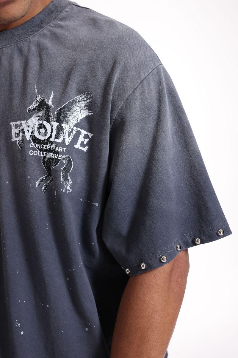“Evolve” Short‑Sleeve Tee – Grey Wash