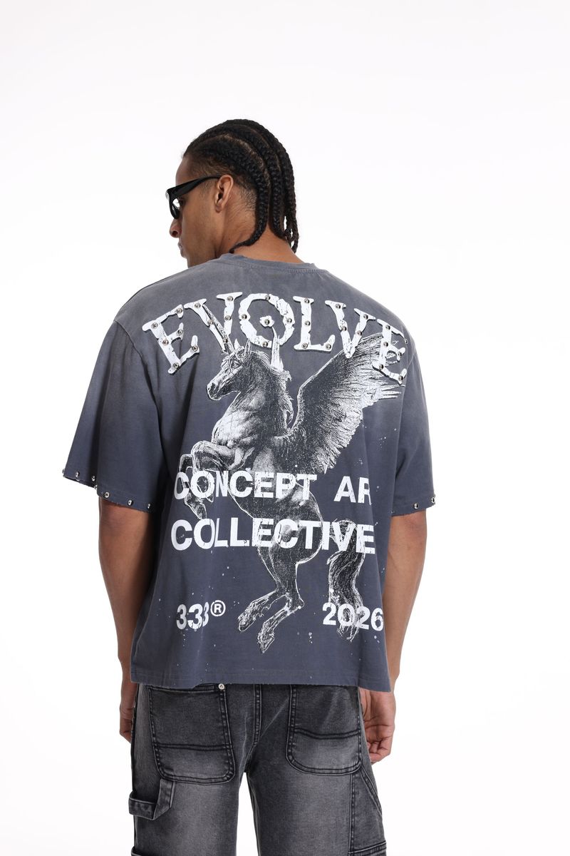 “Evolve” Short‑Sleeve Tee – Grey Wash