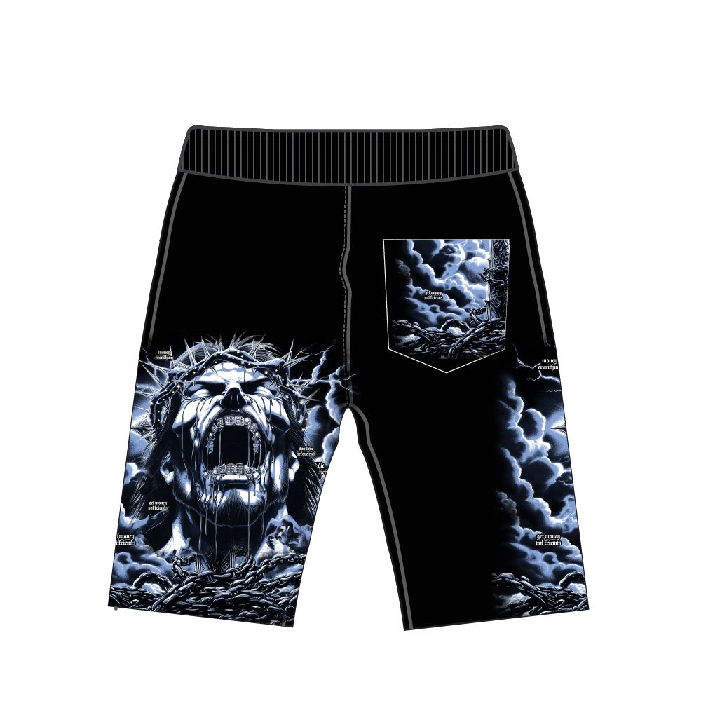 Tapestry Shorts w/ Rhinestone